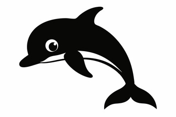Obraz premium Dolphin vector illustration, dolphin jumping isolated on white, Dolphin silhouette, Dolphin vector art