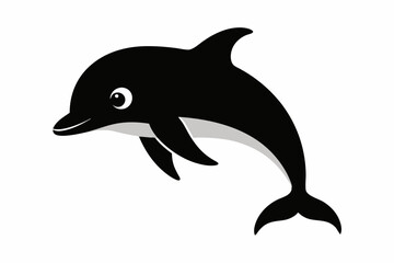 Dolphin vector illustration, dolphin jumping isolated on white, Dolphin silhouette, Dolphin vector art