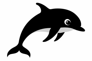 Dolphin vector illustration, dolphin jumping isolated on white, Dolphin silhouette, Dolphin vector art