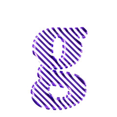 White symbol with dark purple diagonal ultra thin straps. letter g