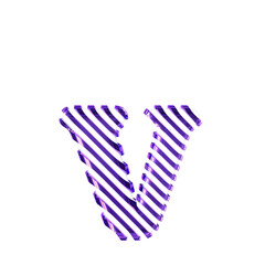White symbol with dark purple diagonal ultra thin straps. letter v