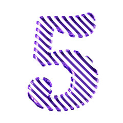 White symbol with dark purple diagonal ultra thin straps. number 5