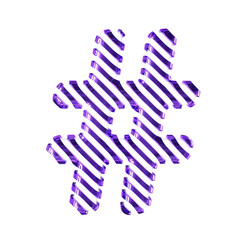 White symbol with dark purple diagonal ultra thin straps