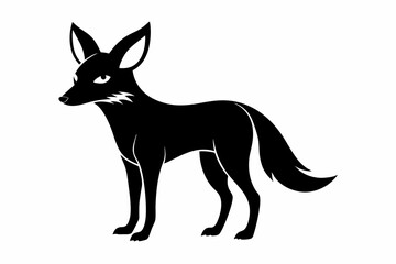 Jackal vector illustration, Jackal jumping isolated on white, Jackal silhouette, Jackal vector art