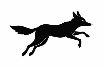 Jackal vector illustration, Jackal jumping isolated on white, Jackal silhouette, Jackal vector art