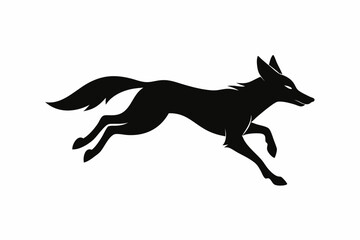 Jackal vector illustration, Jackal jumping isolated on white, Jackal silhouette, Jackal vector art