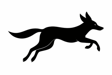 Jackal vector illustration, Jackal jumping isolated on white, Jackal silhouette, Jackal vector art