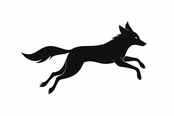 Jackal vector illustration, Jackal jumping isolated on white, Jackal silhouette, Jackal vector art