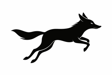 Fototapeta premium Jackal vector illustration, Jackal jumping isolated on white, Jackal silhouette, Jackal vector art
