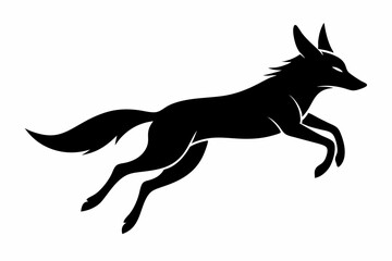 Jackal vector illustration, Jackal jumping isolated on white, Jackal silhouette, Jackal vector art