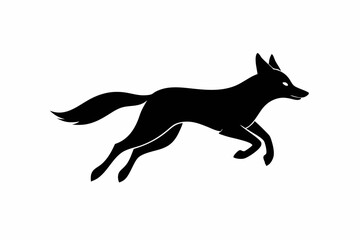 Jackal vector illustration, Jackal jumping isolated on white, Jackal silhouette, Jackal vector art