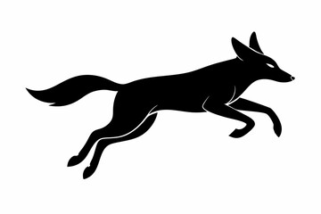 Jackal vector illustration, Jackal jumping isolated on white, Jackal silhouette, Jackal vector art
