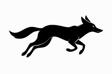 Jackal vector illustration, Jackal jumping isolated on white, Jackal silhouette, Jackal vector art