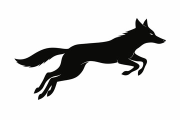 Jackal vector illustration, Jackal jumping isolated on white, Jackal silhouette, Jackal vector art