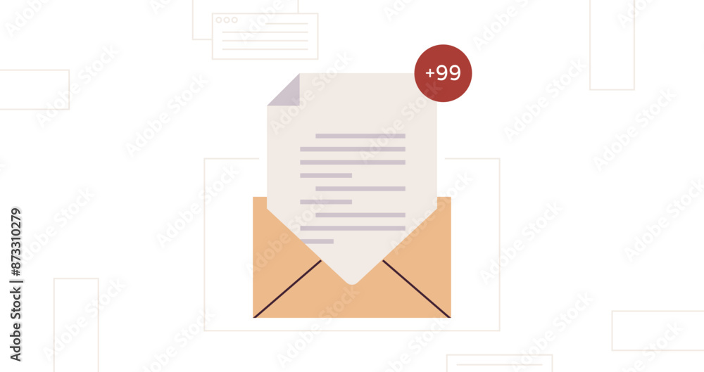 Poster sending or receiving letters email inbox message notification and new unread mail business communica