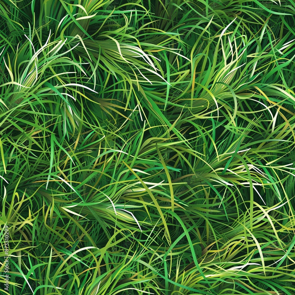 Poster a seamless pattern displaying a natural grass surface with a realistic mix of green hues and shadowi