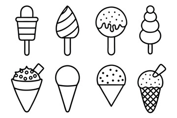 Ice Cream Line Art Vintage Inspired Illustration