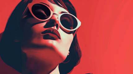 A woman with sunglasses looks stunning in this graphic design.