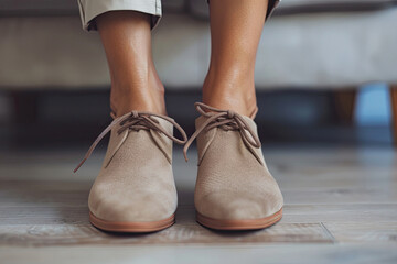 Stylish Brown Shoes on Woman's Feet