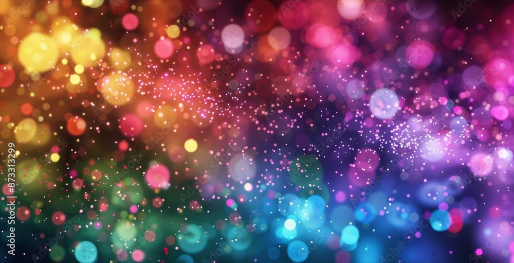 Poster a sea of colors with each hue representing a different type of particle.