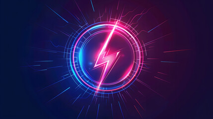 Bolt sign with illuminated neon lights on a dark background design