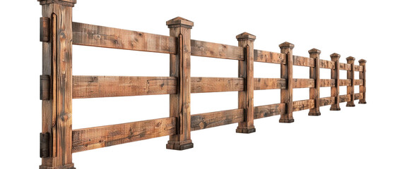 Fototapeta premium 3D of a high wooden privacy fence with vertical planks and sturdy posts