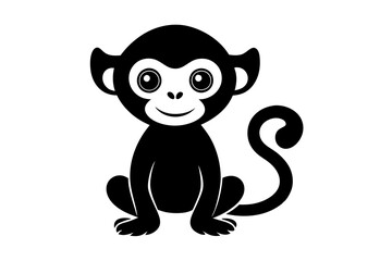 Monkey vector illustration, Monkey jumping isolated on white, Monkey silhouette, Monkey vector art