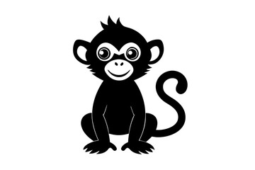 Monkey vector illustration, Monkey jumping isolated on white, Monkey silhouette, Monkey vector art