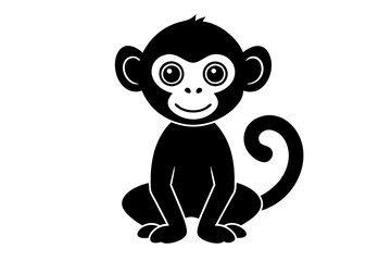 Monkey vector illustration, Monkey jumping isolated on white, Monkey silhouette, Monkey vector art