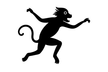 Monkey vector illustration, Monkey jumping isolated on white, Monkey silhouette, Monkey vector art