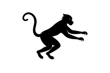 Monkey vector illustration, Monkey jumping isolated on white, Monkey silhouette, Monkey vector art