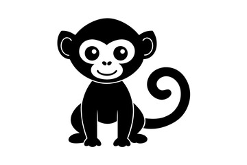 Monkey vector illustration, Monkey jumping isolated on white, Monkey silhouette, Monkey vector art