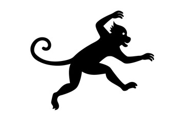 Monkey vector illustration, Monkey jumping isolated on white, Monkey silhouette, Monkey vector art
