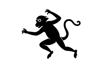 Monkey vector illustration, Monkey jumping isolated on white, Monkey silhouette, Monkey vector art