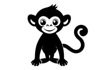 Monkey vector illustration, Monkey jumping isolated on white, Monkey silhouette, Monkey vector art