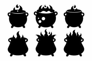 Halloween witches cauldron with potion set