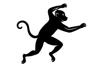Monkey vector illustration, Monkey jumping isolated on white, Monkey silhouette, Monkey vector art
