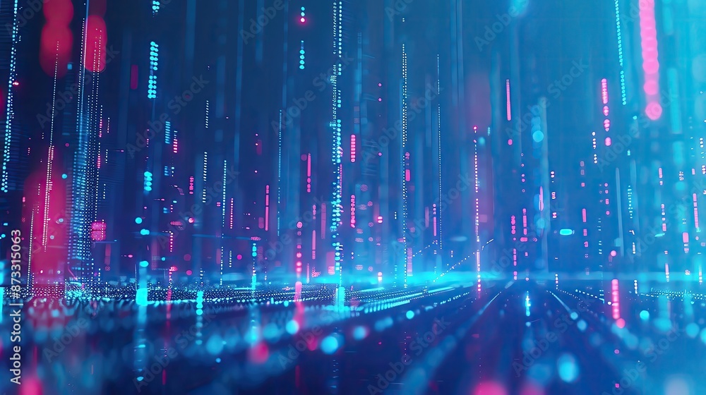 Poster abstract digital technology background with glowing data lines, futuristic cyber concept featuring b