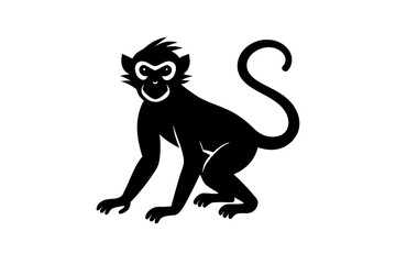 Monkey vector illustration, Monkey jumping isolated on white, Monkey silhouette, Monkey vector art