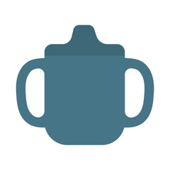 Children dishes, sippy cup. Baby bottle in clip art style. Isolated vector illustration for your design