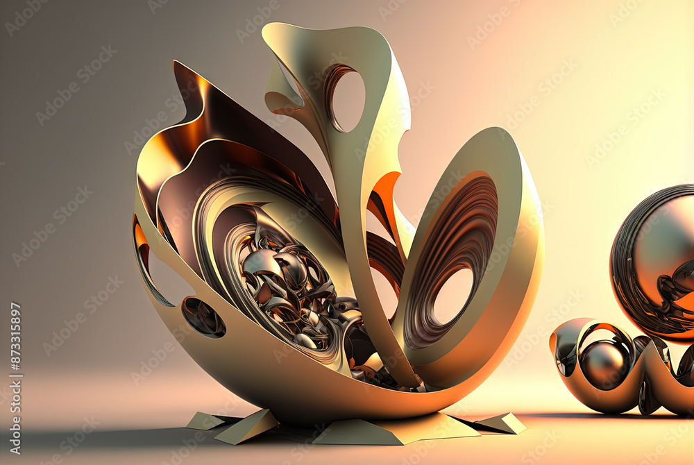 Aufkleber abstract background with colorful fractals. surreal composition with fluid waves of liquid metal.