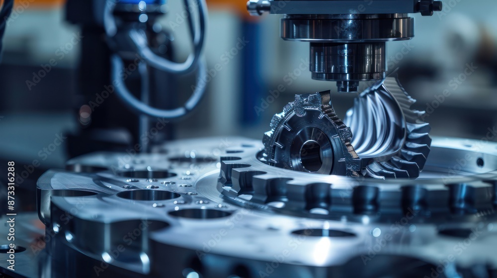 Poster close-up of a 3d printing process using direct metal laser sintering to fabricate a detailed metal m