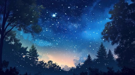 Naklejka premium clear night summer sky, stars glittering