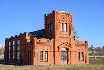 One of the brick buildings built for the First Fair in Nizhny Novgorod in the 19th century on the...