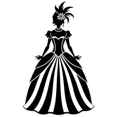 Fancy dress silhouette vector art illustration