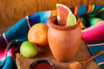 Refreshing Cantarito Drink in Authentic Clay Cup, from mexico