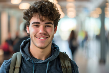 Fototapeta premium American handsome man smiling, student