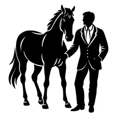 Horse and Human silhouette art Vector illustration bundle set.