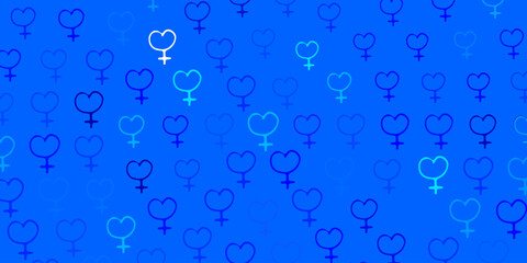 Light Pink, Blue vector background with woman symbols.