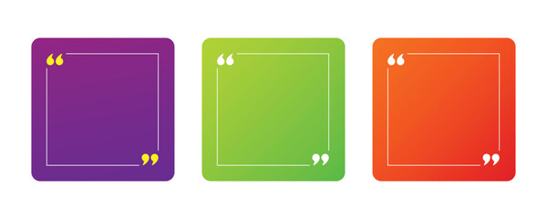 Quote frame blank template set vector illustration. Empty textbox signs